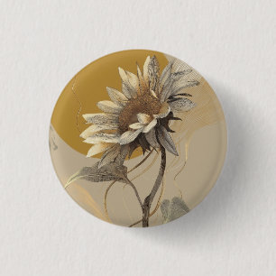 Neutral Minimalist Sunflower Outline Button