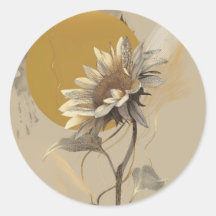 Neutral Minimalist Sunflower Outline