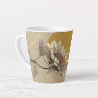Neutral Minimalist Sunflower Outline Latte Mug