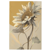 Neutral Minimalist Sunflower Outline