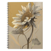 Neutral Minimalist Sunflower Outline