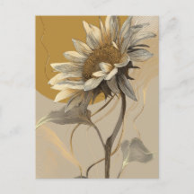 Neutral Minimalist Sunflower Outline
