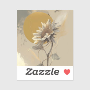 Neutral Minimalist Sunflower Outline Sticker