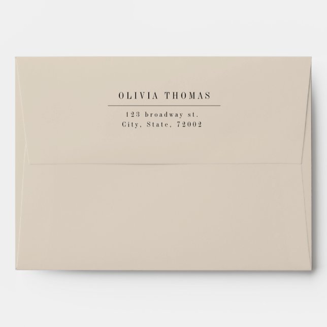 Neutral minimalist wedding return address envelope (Back (Top Flap))