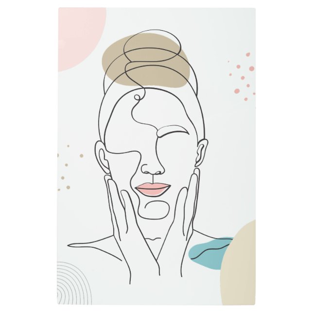 Neutral Minimalist Woman Face Body line Art (Front)