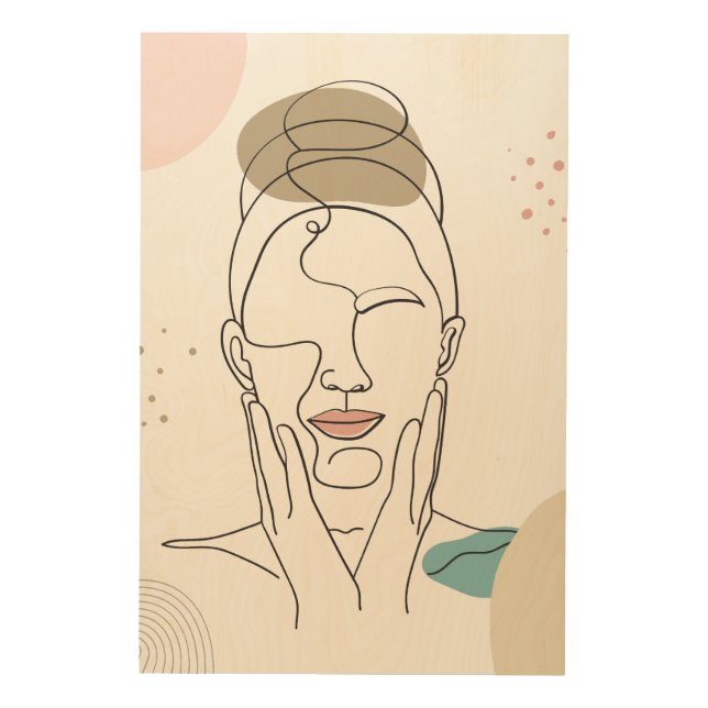 Neutral Minimalist Woman Face Body line Art (Front)