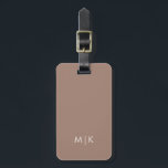 Neutral Mocha Taupe and Ivory | Modern Monogram Luggage Tag<br><div class="desc">This modern luggage tag design features a neutral,  soft mocha taupe background,  with your initials in creamy ivory text for a look that is simple and stylish,  yet professional.</div>