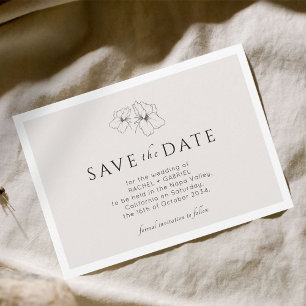 Neutral | Modern Gold Floral Flat Save The Date 