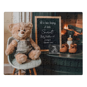 Neutral modern minimal pregnancy announcement gift jigsaw puzzle