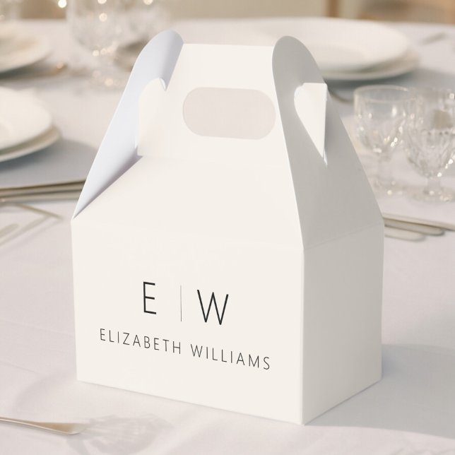 Neutral Modern Minimalist Monogram Name Favor Boxes (Creator Uploaded)