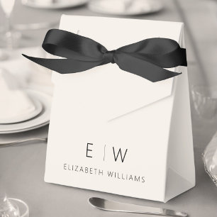Neutral Modern Minimalist Monogram Name Favor Boxes