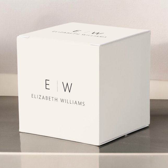Neutral Modern Minimalist Monogram Name Favor Boxes (Creator Uploaded)