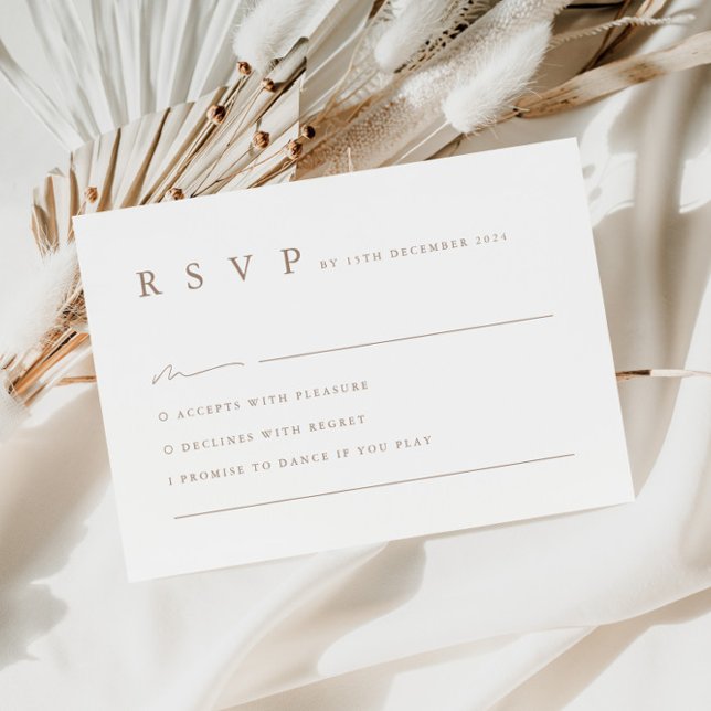 Neutral Modern Minimalist Wedding RSVP Card  (Creator Uploaded)