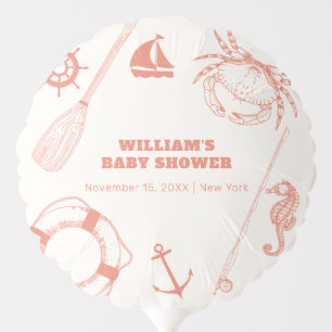 Neutral Modern Nautical Fishing Boy Baby Shower Balloon