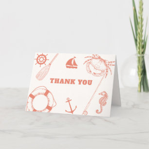 Neutral Modern Nautical Fishing Boy Baby Shower  Letterpress Thank You Card