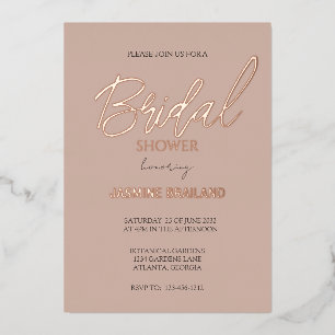 Neutral Modern Simple Bridal Shower Gold     Foil Invitation