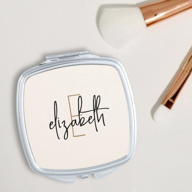 Neutral Monogram Beige Personalized Compact Mirror (Creator Uploaded)