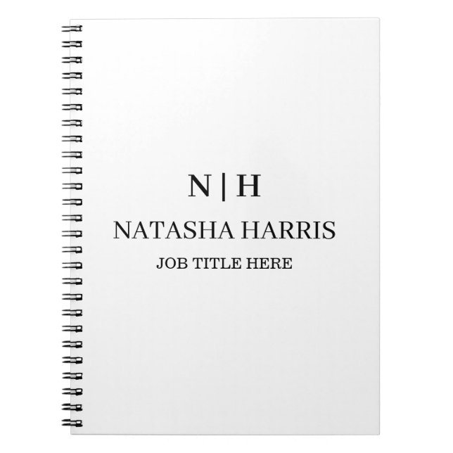 Neutral Monogram Business Initial Gift notebook (Front)