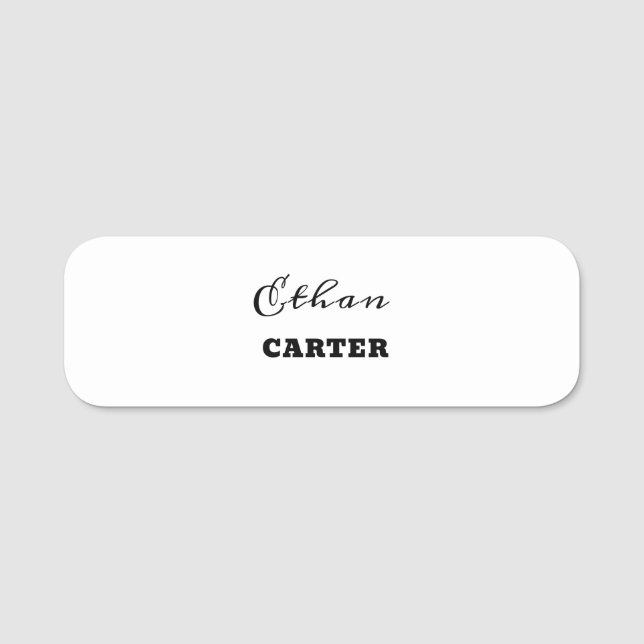 Neutral Monogram Minimal Modern Stylish Identity Name Tag (Front)