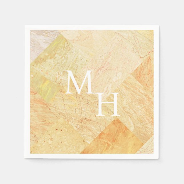 Neutral Monogram Modern Abstract  Napkins (Front)