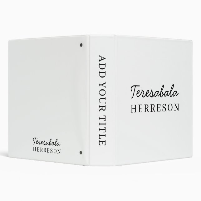 Neutral Monogram Modern Minimal Design 3 Ring Binder (Background)