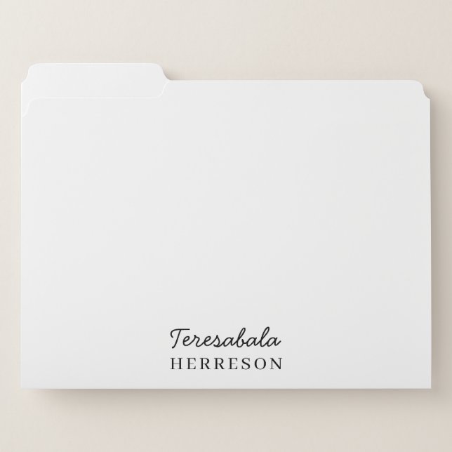 Neutral Monogram Modern Minimal Design File Folder (Front Left)