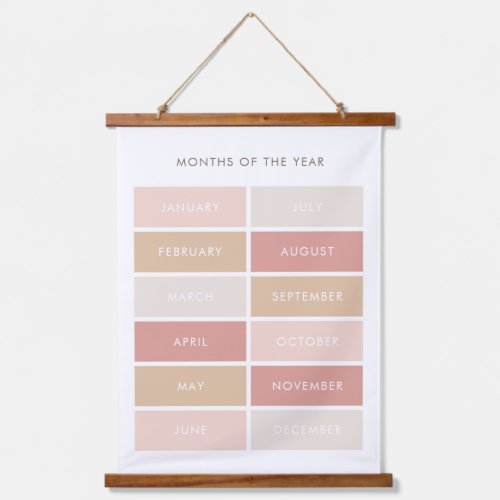 Neutral Months of the Year Classroom Hanging Tapestry