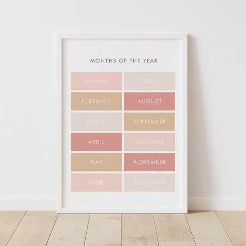 Neutral Months of the Year Classroom Poster