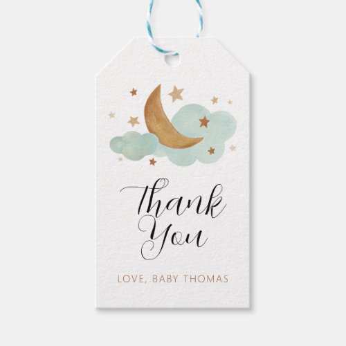 Neutral Moon and Stars Baby Thank You Gift Tag