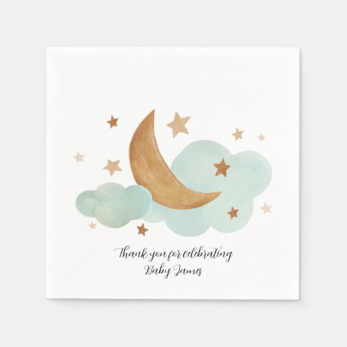 Neutral Moon and Stars Paper Napkin