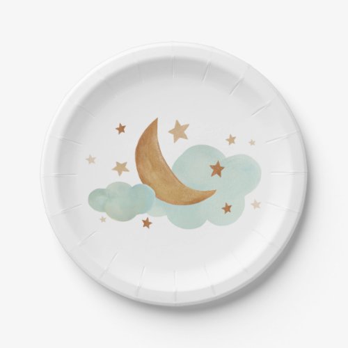 Neutral Moon and Stars Party Paper Plate