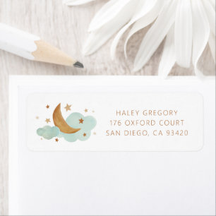 Neutral Moon and Stars Return Address Label