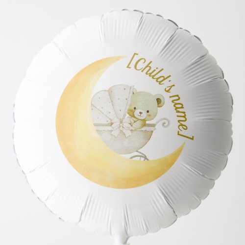 Neutral Moon Baby Shower Editable Balloon