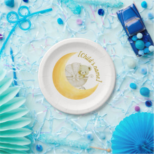Neutral Moon Baby Shower Editable Paper Plates