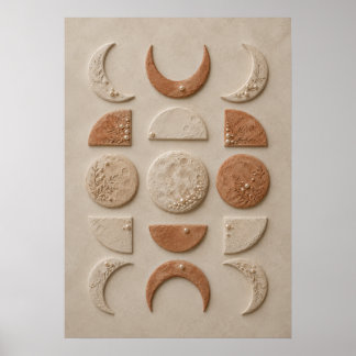 Neutral Moon Phase Abstract Celestial Minimalist Poster
