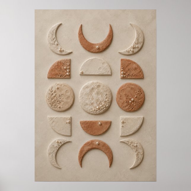 Neutral Moon Phase Abstract Celestial Minimalist  Poster (Front)