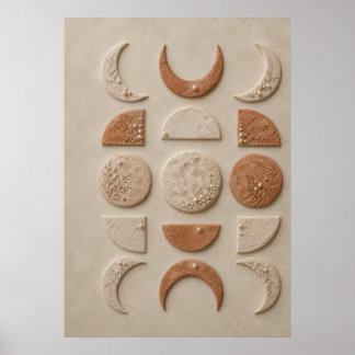 Neutral Moon Phase Abstract Celestial Minimalist Poster