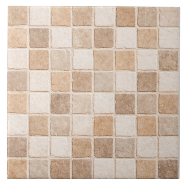 Neutral Mosaic Tiles – Sand Beige Ceramic Tile (Front)