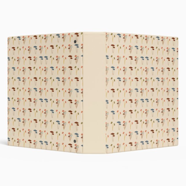 Neutral Mushrooms Pattern 3 Ring Binder (Background)