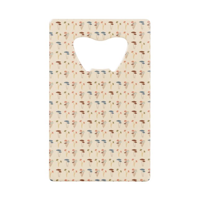 Neutral Mushrooms Pattern Credit Card Bottle Opener (Front)