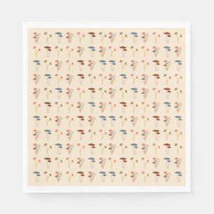 Neutral Mushrooms Pattern Napkins