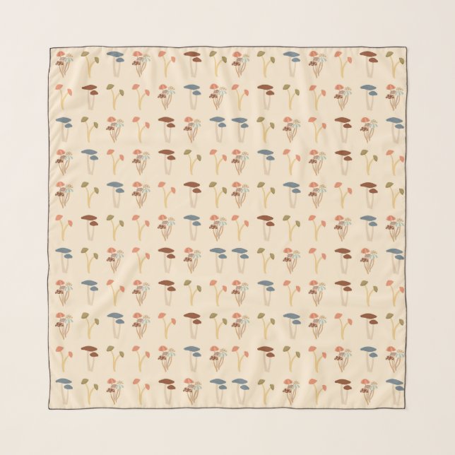 Neutral Mushrooms Pattern Scarf (Front)