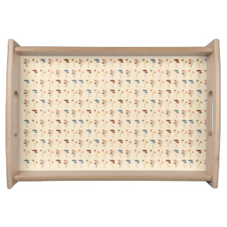 Neutral Mushrooms Pattern Serving Tray