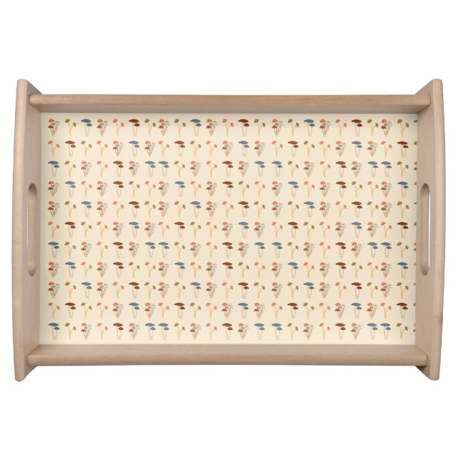 Neutral Mushrooms Pattern Serving Tray (Front)