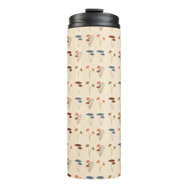   Neutral Mushrooms Pattern Thermal Tumbler (Front)