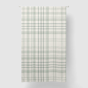 Neutral Muted Green Beige Plaid Blackout Curtains