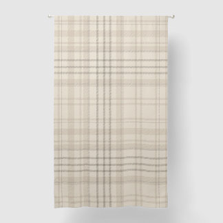 Neutral Muted Green Beige Plaid Blackout Curtains