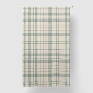 Neutral Muted Green Beige Plaid Blackout Curtains