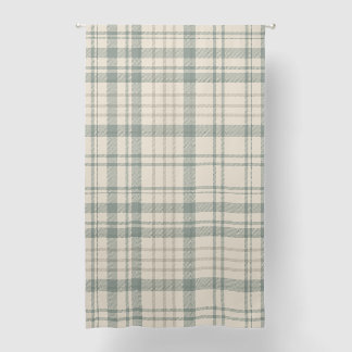 Neutral Muted Green Beige Plaid Blackout Curtains