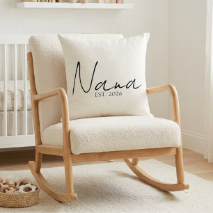Neutral Nana EST Year Keepsake Family Script Throw Pillow